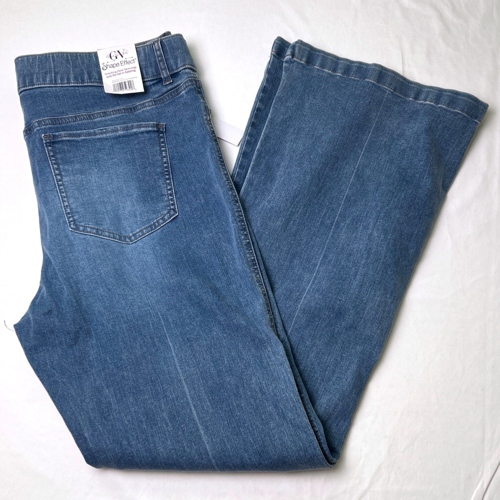 Gloria Vanderbilt Womens Shape Effect High Rise Pull On Flare Jeans Size 16 Blue